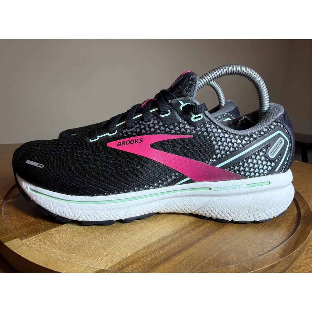 Brooks Ghost 14 Womens Running Shoes Black Pink Peach 1203561B026 Size 8